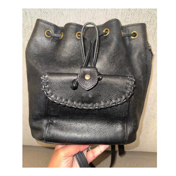 YSL Yves Saint Laurent Black Whipstitch Leather Flap Backpack Designer Luxury main image 8